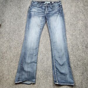 BKE Aiden Bootleg Jeans Mens 33x34 Blue Medium Wash Bootcut Denim Embroidered